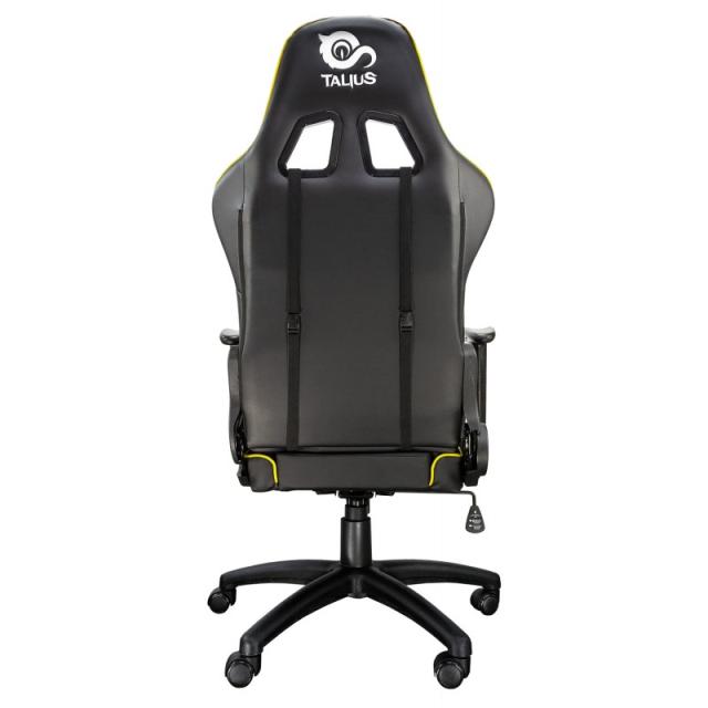TALIUS - Silla Gecko gaming negra/amarilla, brazos fijos, butterfly, base nylon, ruedas nylon, gas cla