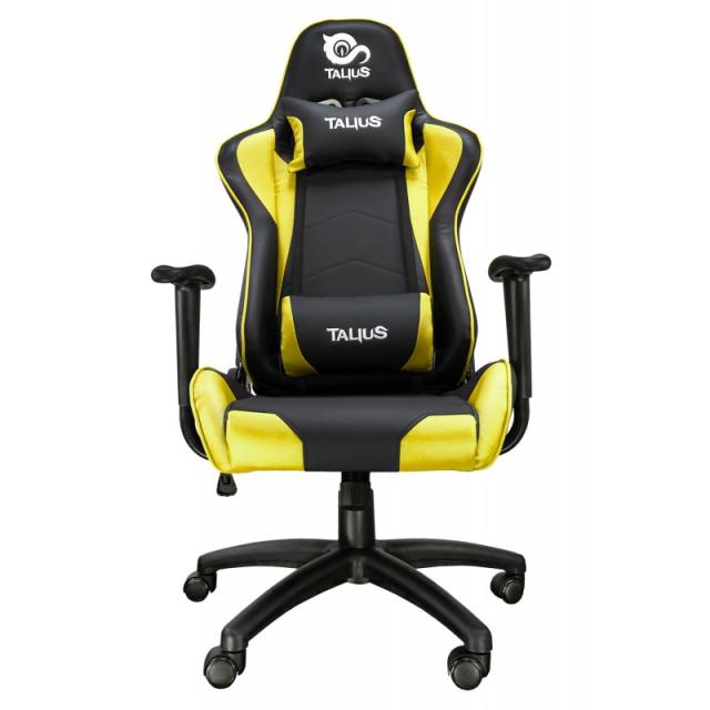 TALIUS - Silla Gecko gaming negra/amarilla, brazos fijos, butterfly, base nylon, ruedas nylon, gas cla