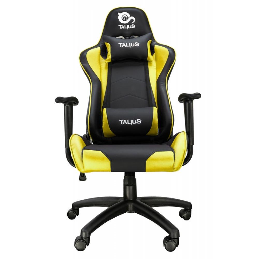 TALIUS - Silla Gecko gaming negra/amarilla, brazos fijos, butterfly, base nylon, ruedas nylon, gas cla