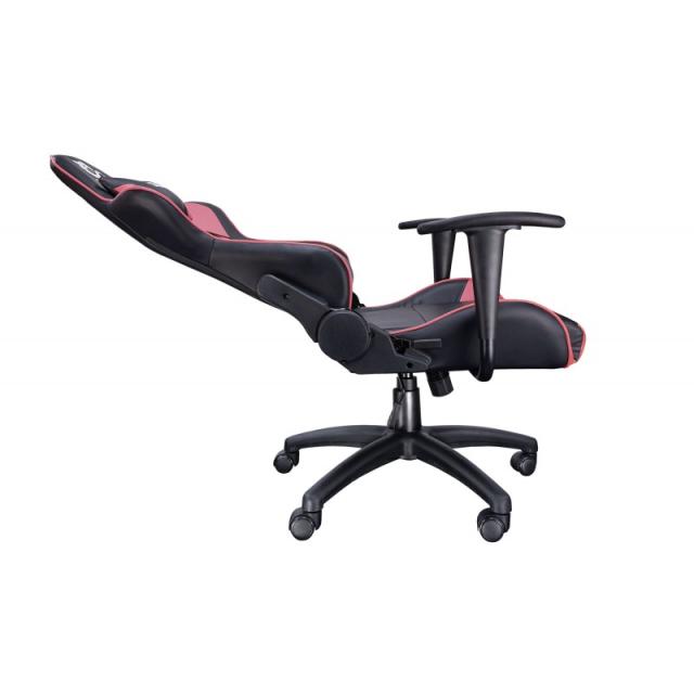 TALIUS - Silla Gecko gaming negra/rosa, brazos fijos, butterfly, base nylon, ruedas nylon, gas clase 4