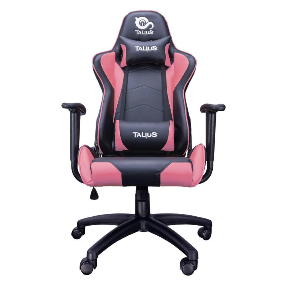 TALIUS - Silla Gecko gaming negra/rosa, brazos fijos, butterfly, base nylon, ruedas nylon, gas clase 4