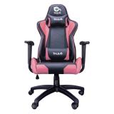 TALIUS - Silla Gecko gaming negra/rosa, brazos fijos, butterfly, base nylon, ruedas nylon, gas clase 4