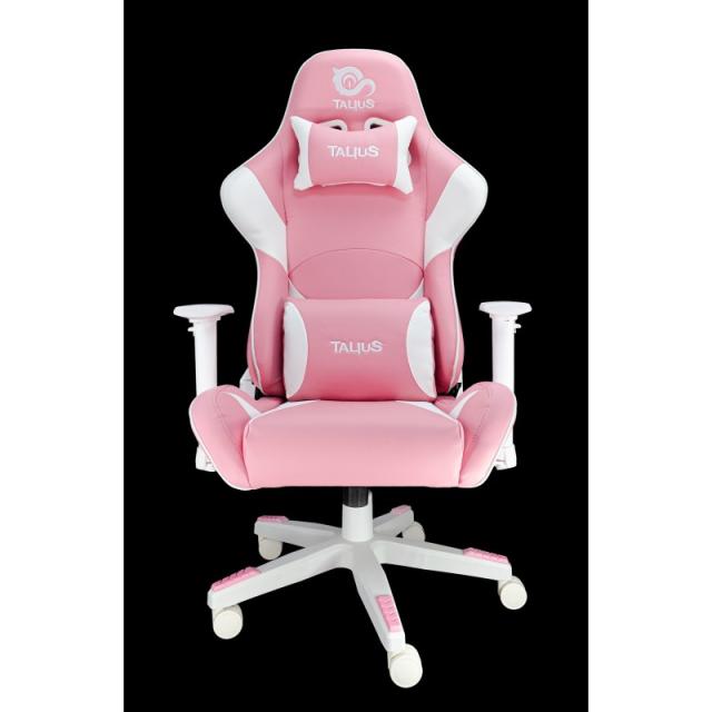 TALIUS - Silla Dragonfly gaming blanco/rosa 2D, butterfly, base nylon, ruedas 60mm nylon, gas clase 4,