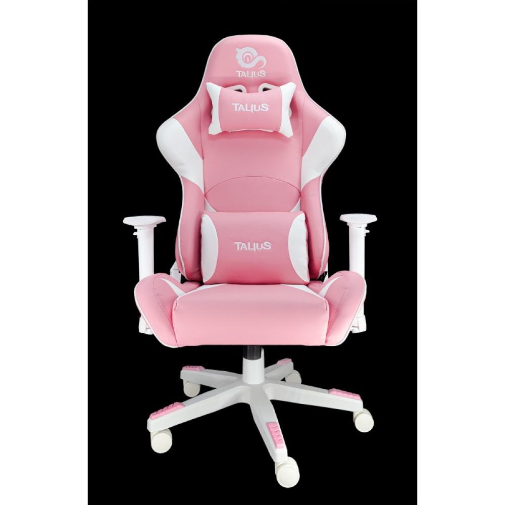 TALIUS - Silla Dragonfly gaming blanco/rosa 2D, butterfly, base nylon, ruedas 60mm nylon, gas clase 4,