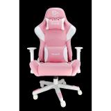 TALIUS - Silla Dragonfly gaming blanco/rosa 2D, butterfly, base nylon, ruedas 60mm nylon, gas clase 4,