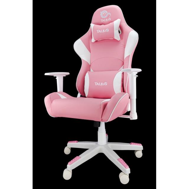 TALIUS - Silla Dragonfly gaming blanco/rosa 2D, butterfly, base nylon, ruedas 60mm nylon, gas clase 4,
