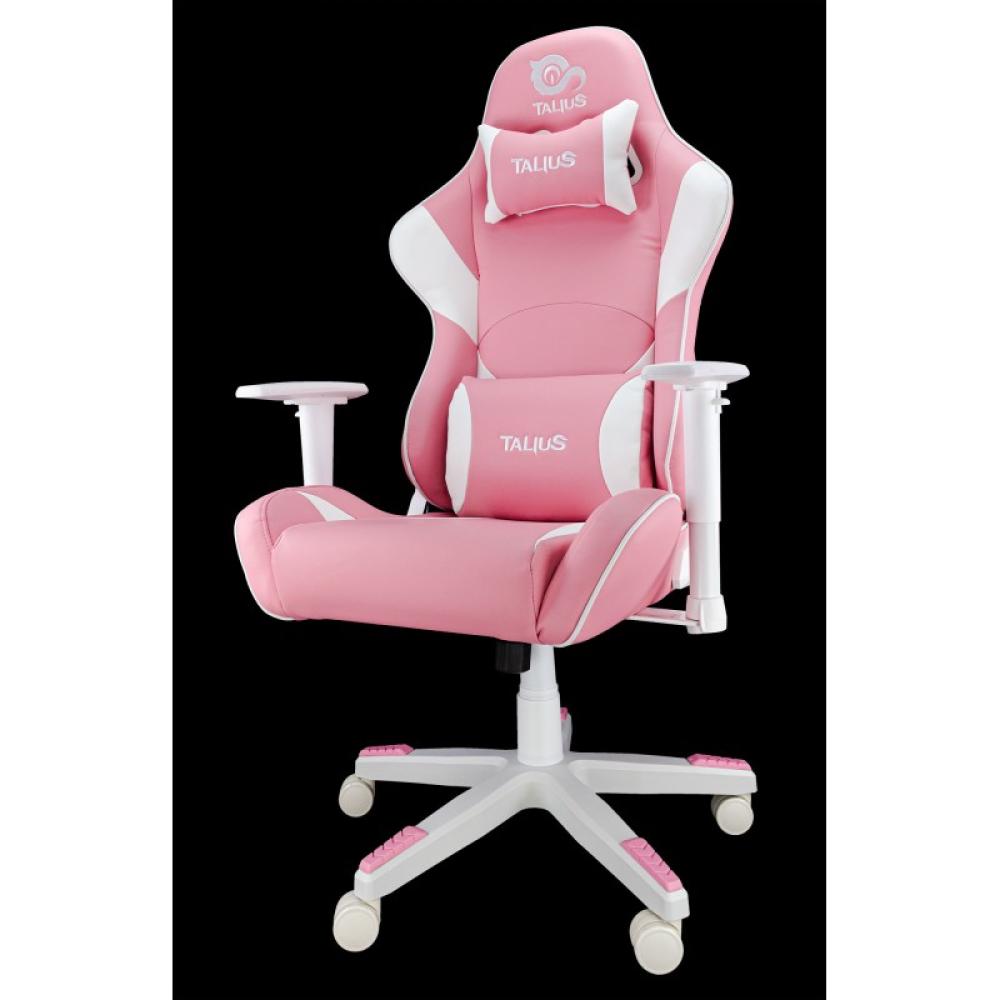 TALIUS - Silla Dragonfly gaming blanco/rosa 2D, butterfly, base nylon, ruedas 60mm nylon, gas clase 4,