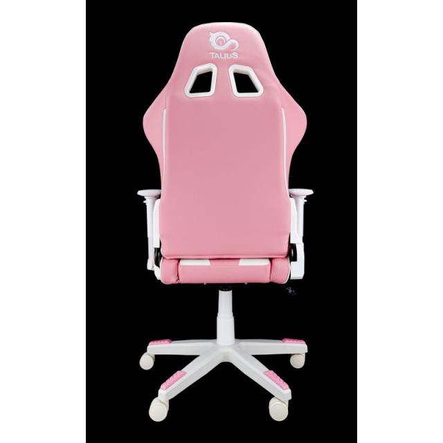 TALIUS - Silla Dragonfly gaming blanco/rosa 2D, butterfly, base nylon, ruedas 60mm nylon, gas clase 4,