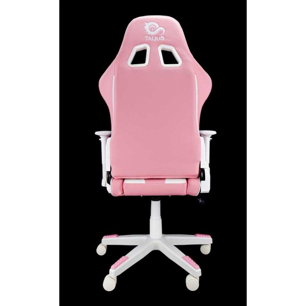 TALIUS - Silla Dragonfly gaming blanco/rosa 2D, butterfly, base nylon, ruedas 60mm nylon, gas clase 4,