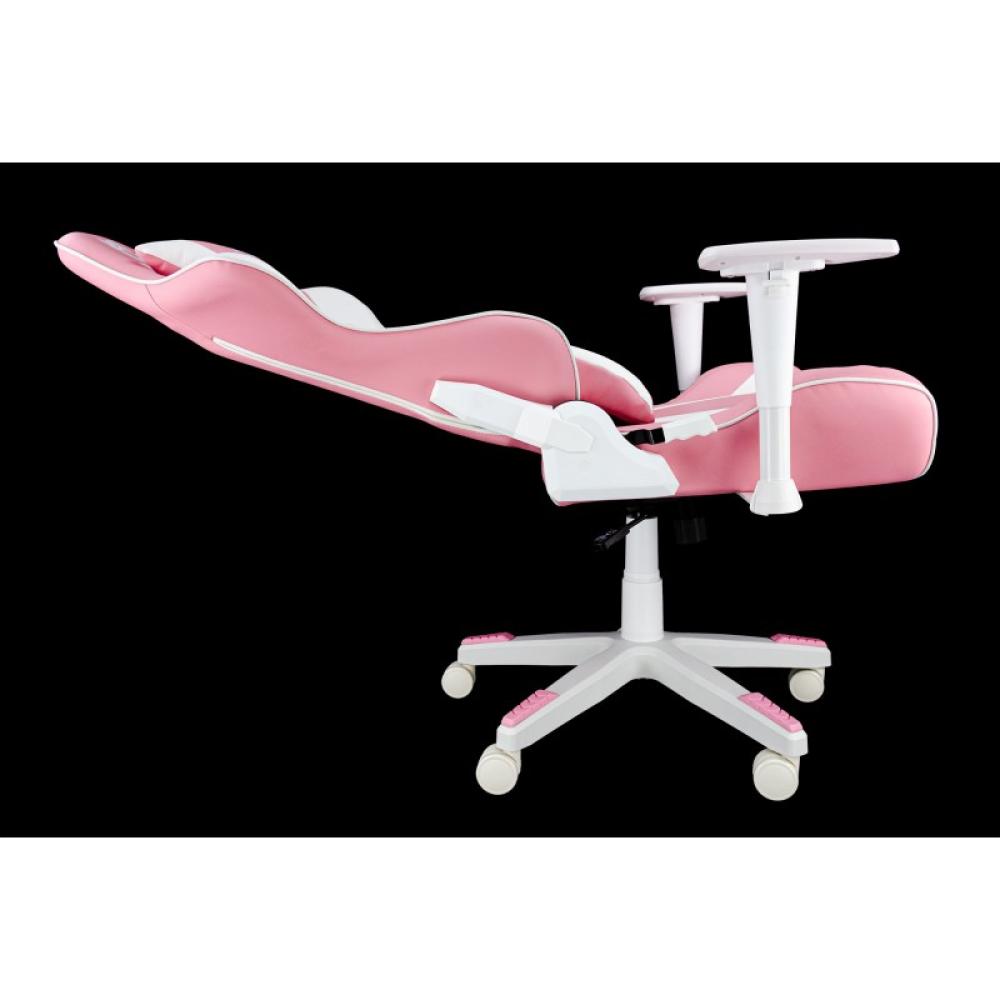 TALIUS - Silla Dragonfly gaming blanco/rosa 2D, butterfly, base nylon, ruedas 60mm nylon, gas clase 4,