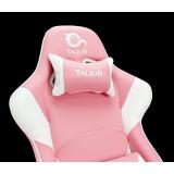 TALIUS - Silla Dragonfly gaming blanco/rosa 2D, butterfly, base nylon, ruedas 60mm nylon, gas clase 4,