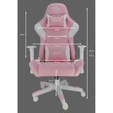 TALIUS - Silla Dragonfly gaming blanco/rosa 2D, butterfly, base nylon, ruedas 60mm nylon, gas clase 4,