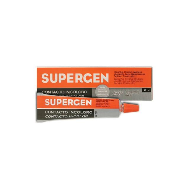 Supergen - ADHESIVO DE CONTACTO INCOLORO EN TUBO TIPO CLASICO 40ML. SUPERGEN 62601-00000-04