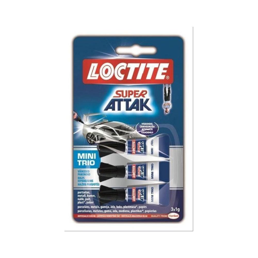 Loctite - LOCTITE SUPER ATTAK MINI TRIO ADHESIVO INSTANTÁNEO 3X1G - Pack de 12 unidades