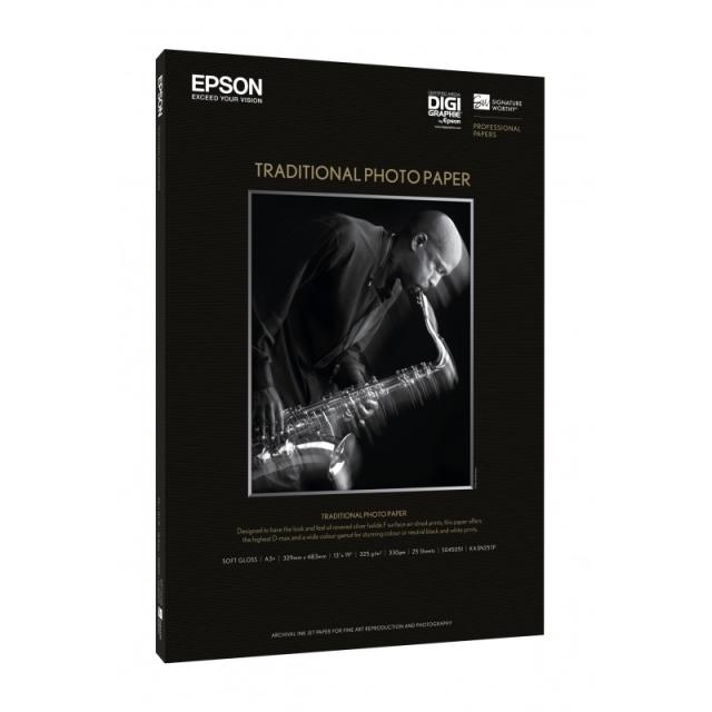 Epson - Traditional Photo Paper, DIN A4, 330 g/m², 25 hojas