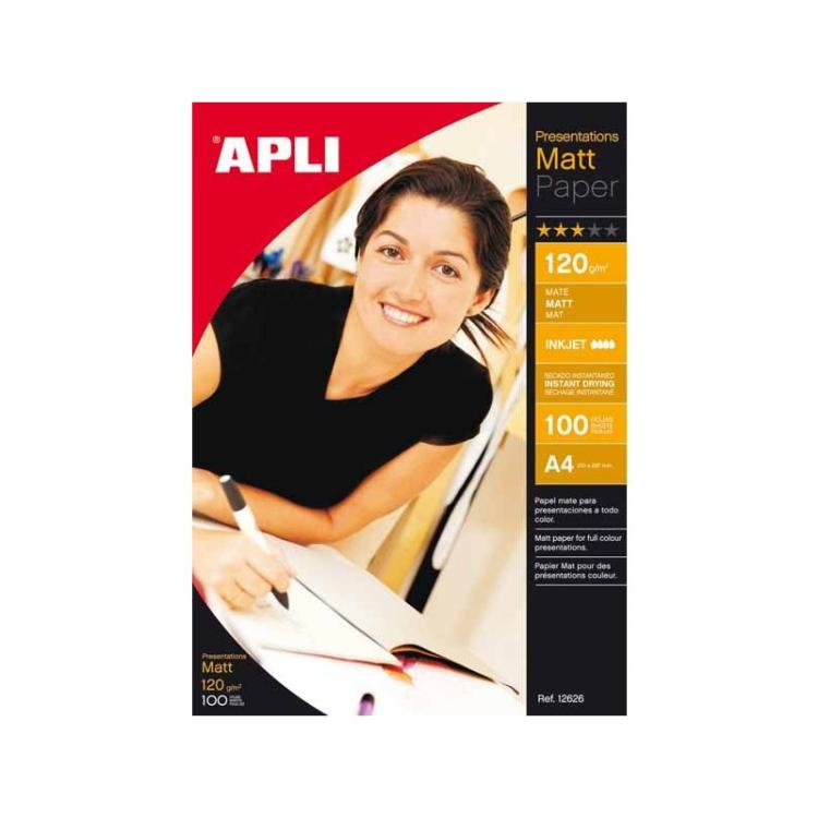 APLI - 12626 papel fotográfico A4 Blanco Mate