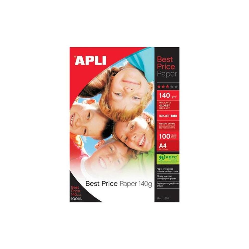 APLI - 11804 papel fotográfico A4 Blanco Brillo