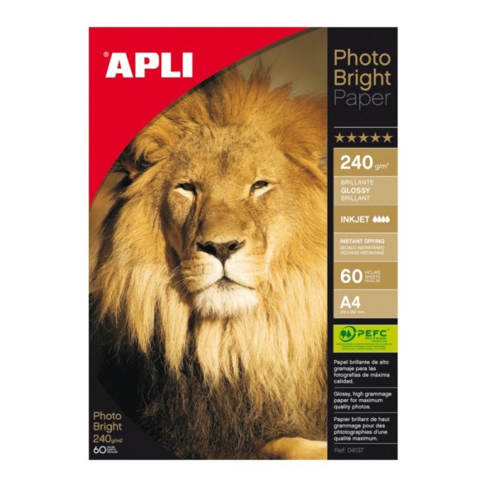 APLI - 04137 papel fotográfico A4 Blanco Brillo