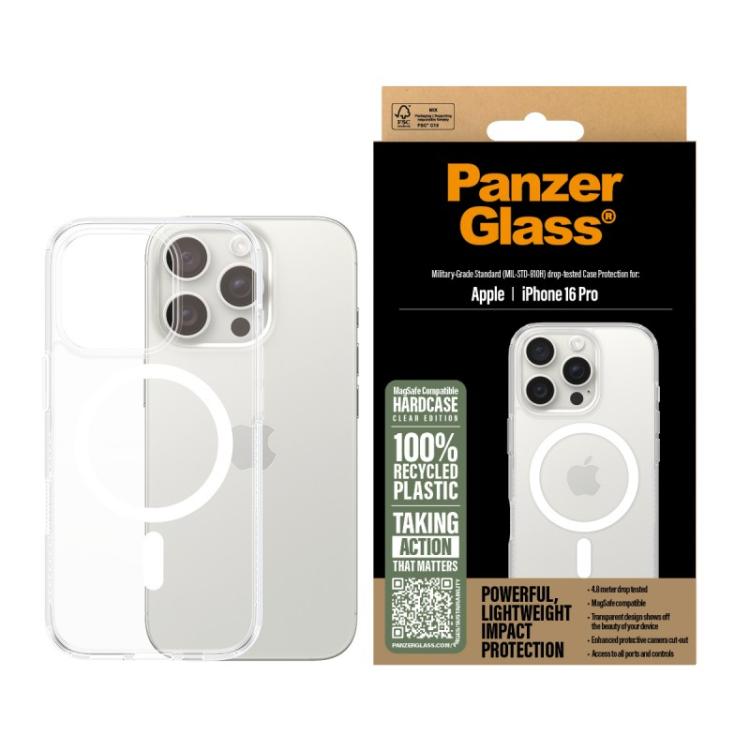 PanzerGlass - HardCase Transparent w. White MagSafe iPhone 16 Pro funda para teléfono móvil Transparente