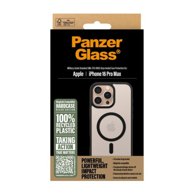 PanzerGlass - HardCase Transparent w. Black MagSafe & Frame iPhone 16 Pro Max funda para teléfono móvil Negro