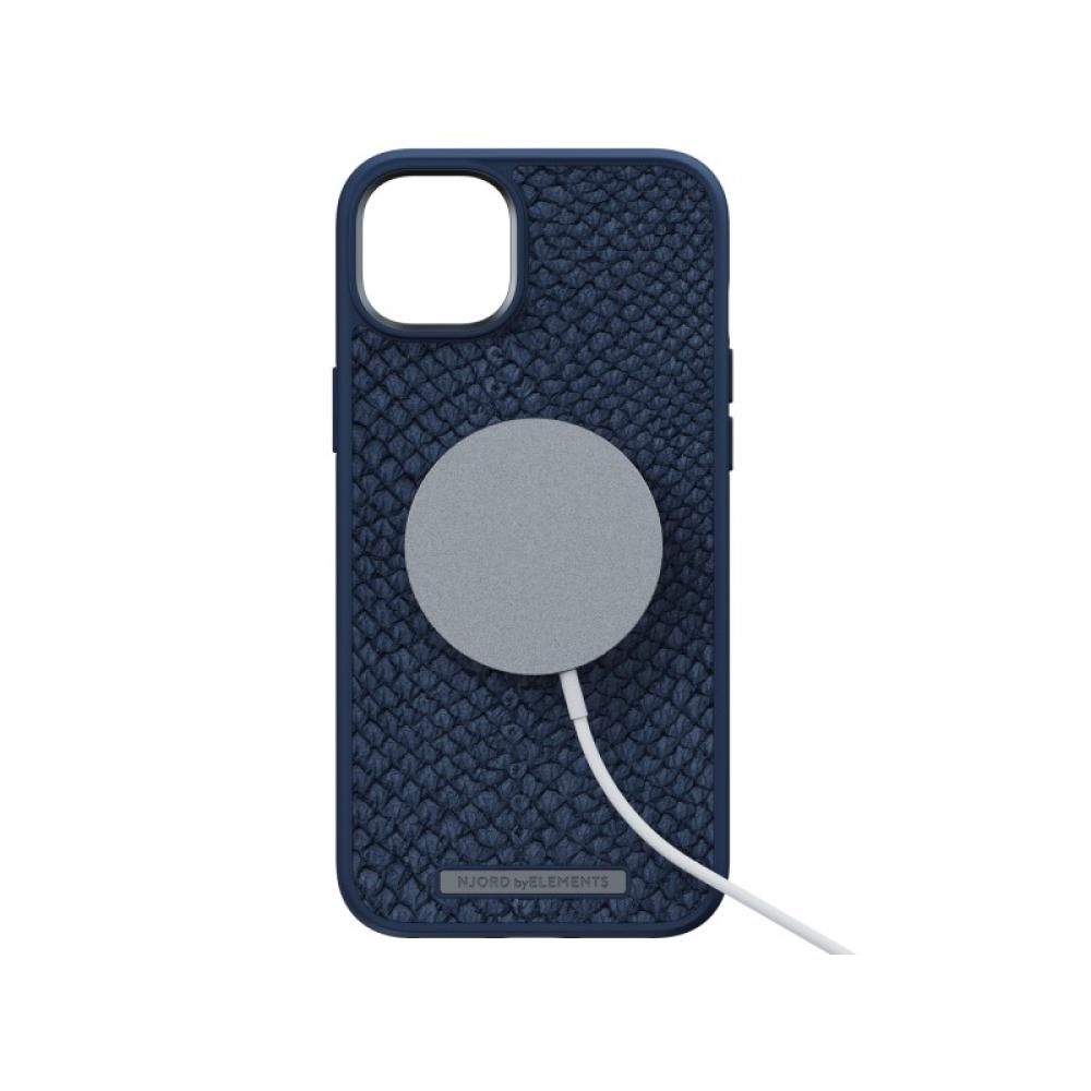 Njord byELEMENTS - Salmon Leather Magsafe Case - iPhone 14 Plus - Blue