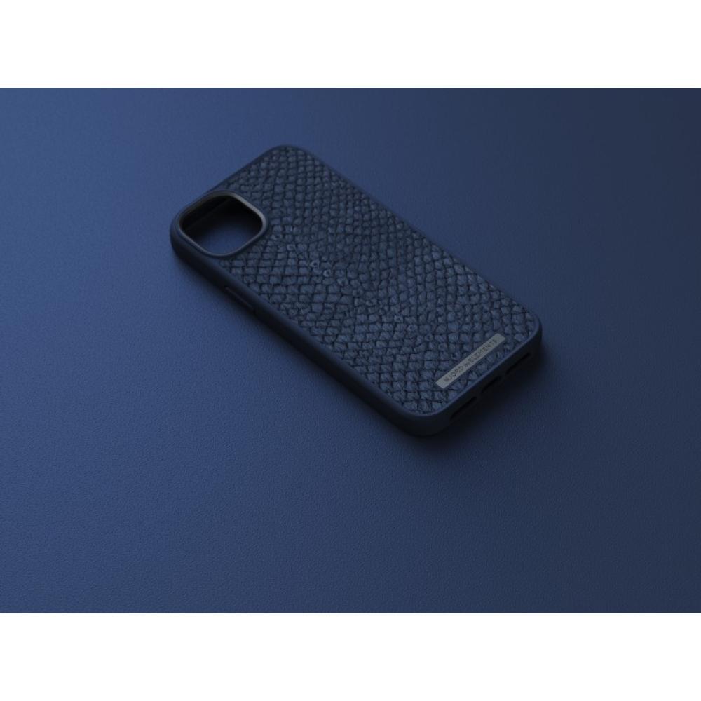 Njord byELEMENTS - Salmon Leather Magsafe Case - iPhone 14 Plus - Blue