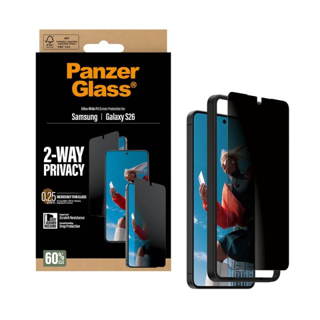 PanzerGlass - 2-Way Privacy Screen Protector Samsung Galaxy S26 / Ultra-Wide Fit w. EasyAligner Protector de pantalla 1 pieza(s)