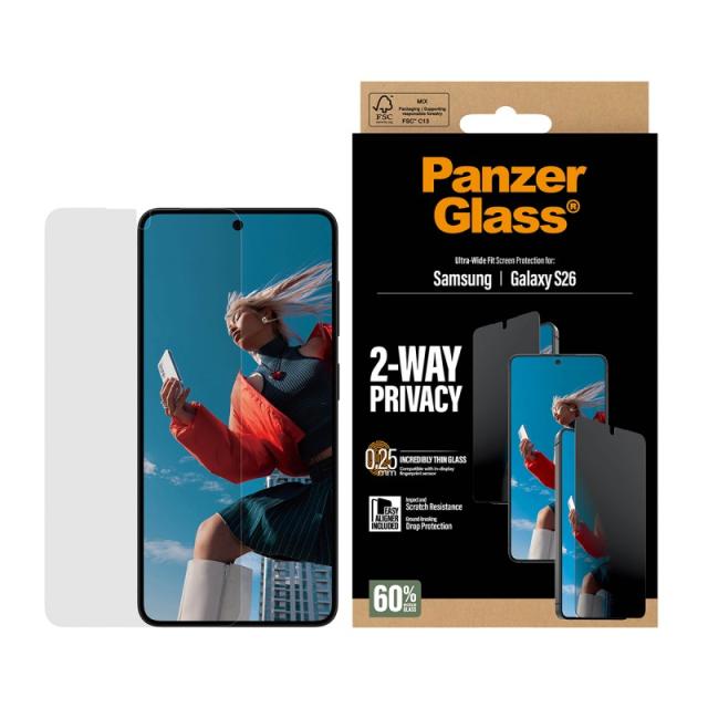 PanzerGlass - 2-Way Privacy Screen Protector Samsung Galaxy S26 / Ultra-Wide Fit w. EasyAligner Protector de pantalla 1 pieza(s)