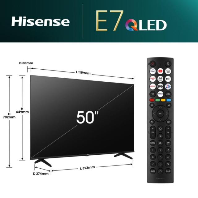 Hisense - 50E77NQ 127 cm (50") 4K Ultra HD Smart TV Wifi Negro 350 cd / m²