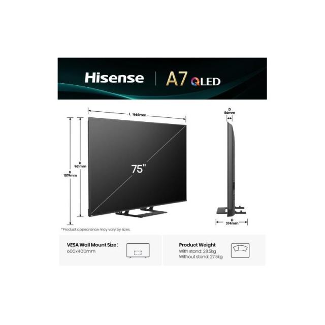 Hisense - A7Q 75A7Q 190,5 cm (75") 4K Ultra HD Smart TV Wifi Negro