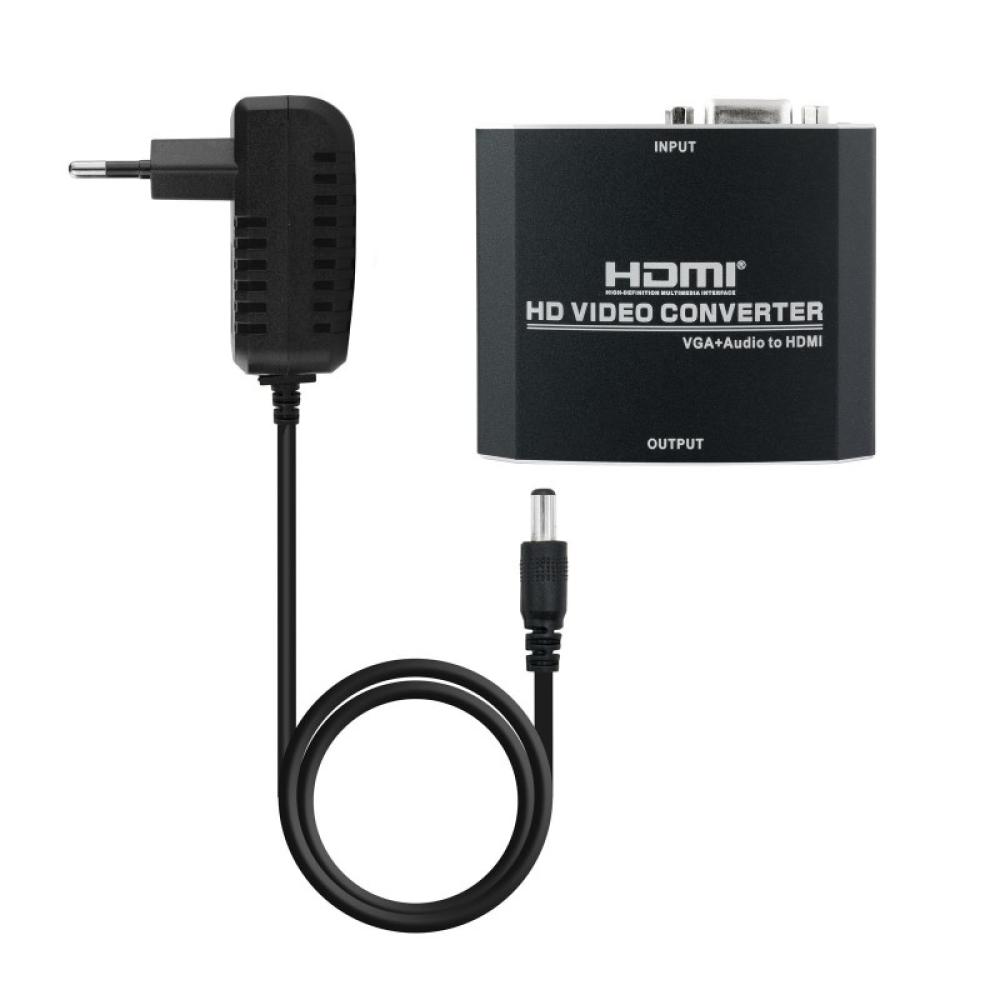 Nanocable - Conversor SVGA+Audio a HDMI con Alimentación, SVGA/H+Jack 3.5/H-HDMI A/H, Negro