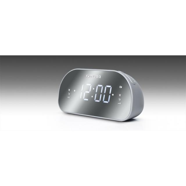Muse - M-170CMR radio Reloj Digital Espejo, Blanco