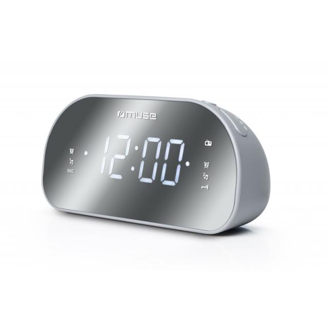 Muse - M-170CMR radio Reloj Digital Espejo, Blanco
