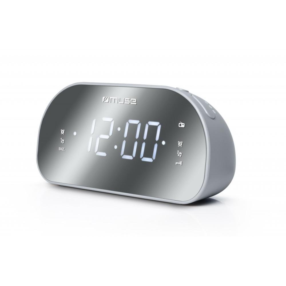 Muse - M-170CMR radio Reloj Digital Espejo, Blanco