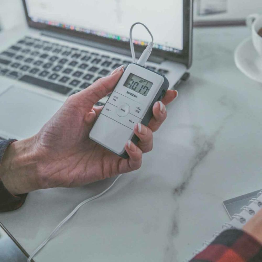 Sangean - DT-140 Portátil Digital Azul, Blanco