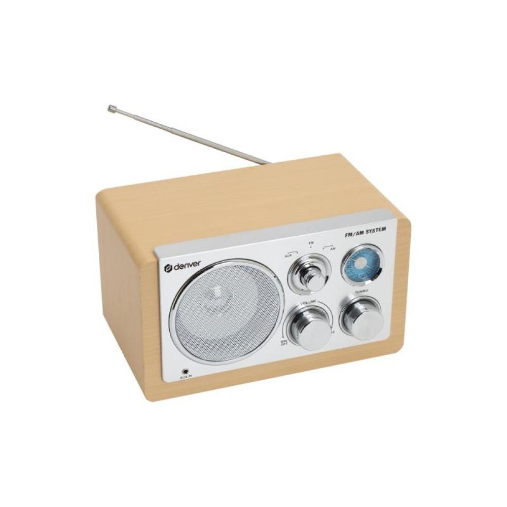 Denver - TR-63LW radio Personal Analógica Bamboo, Plata