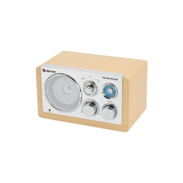Denver - TR-63LW radio Personal Analógica Bamboo, Plata