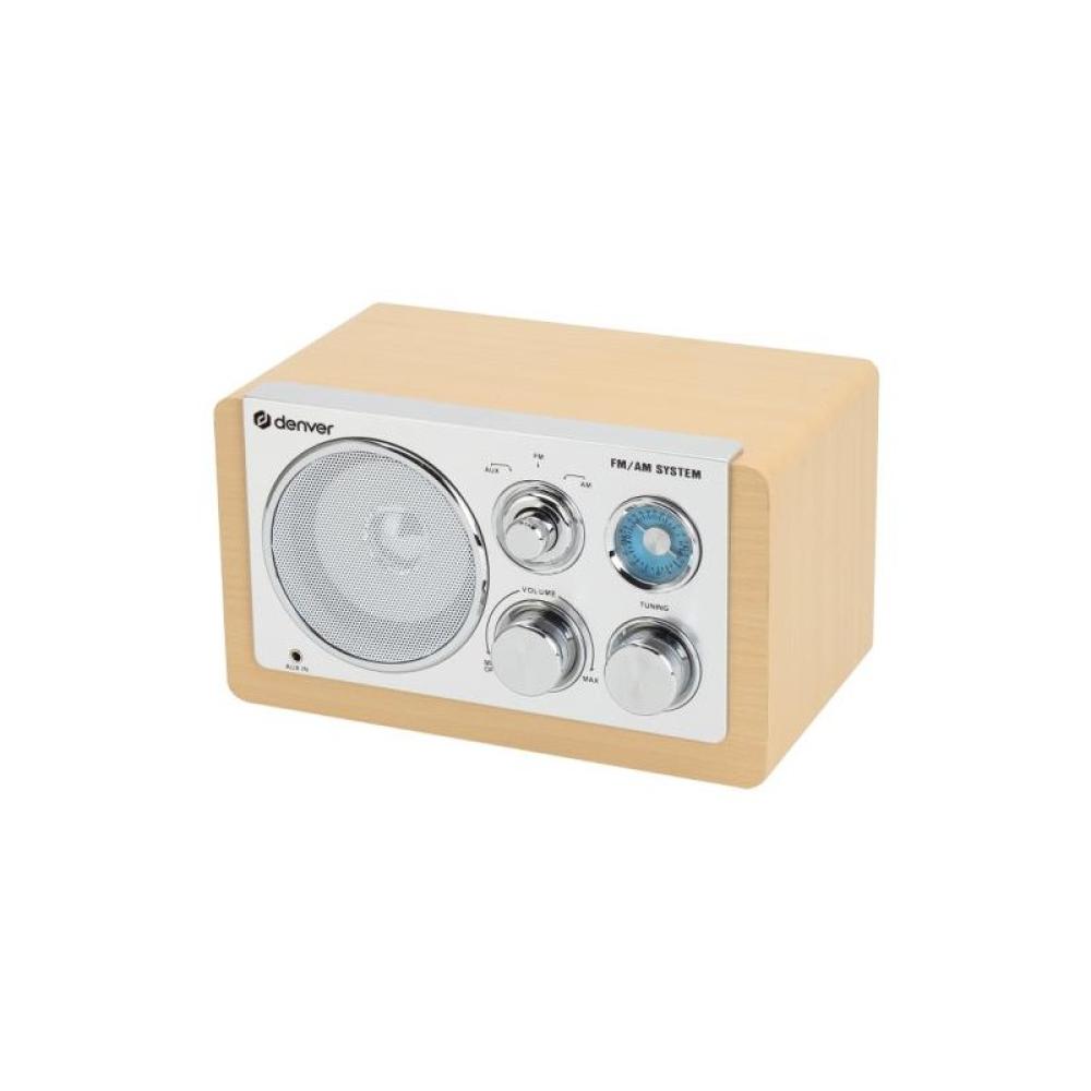 Denver - TR-63LW radio Personal Analógica Bamboo, Plata