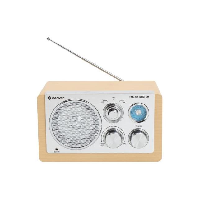 Denver - TR-63LW radio Personal Analógica Bamboo, Plata