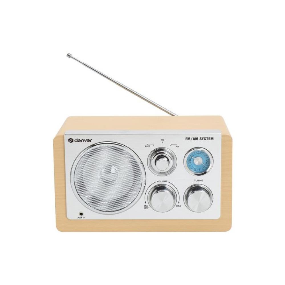 Denver - TR-63LW radio Personal Analógica Bamboo, Plata