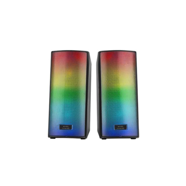 Mars Gaming - MSRGB2, Altavoces Bluetooth 5.3 15W, Procesador de Sonido DSP, Iluminación RGB Dinámica, Frontal Total Me - MSRGB2