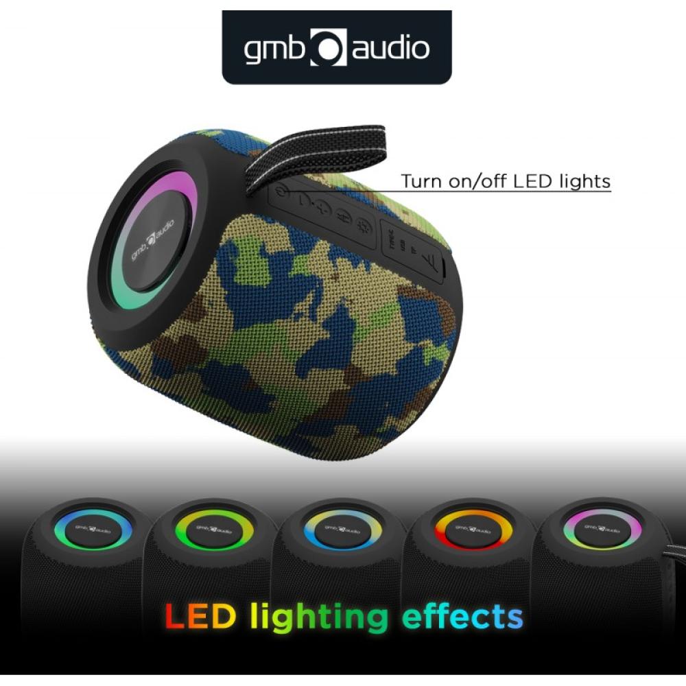Gembird - GMB Audio SPK-BT-LED-05-CM altavoz portátil o de fiesta Altavoz monofónico portátil Camuflaje 8 W