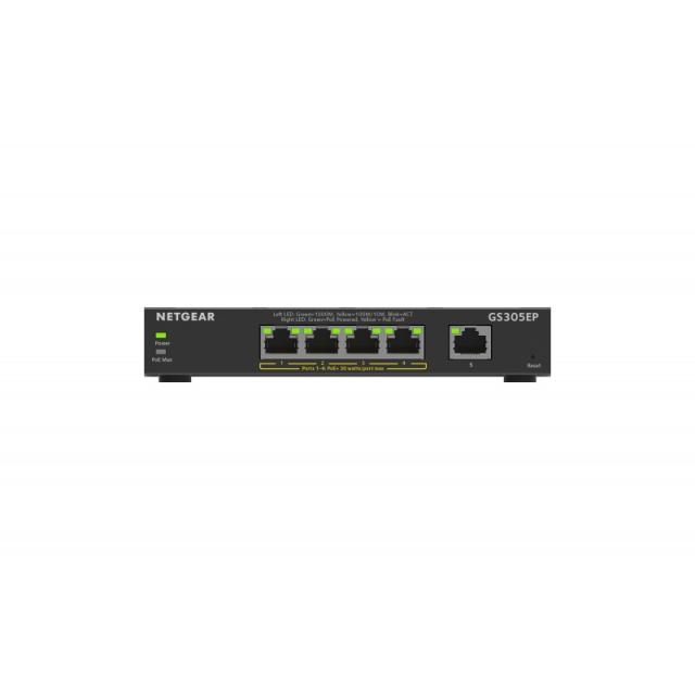 NETGEAR - 5-Port Gigabit Ethernet PoE+ Plus Switch (GS305EP) Gestionado L2/L3 Gigabit Ethernet (10/100/1000) Energía sobre Ether