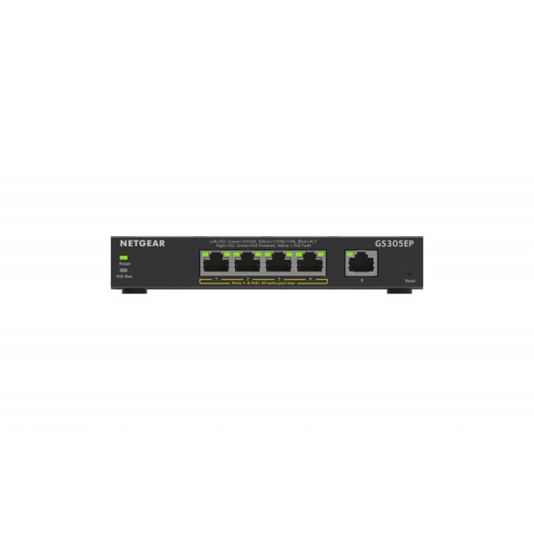 NETGEAR - 5-Port Gigabit Ethernet PoE+ Plus Switch (GS305EP) Gestionado L2/L3 Gigabit Ethernet (10/100/1000) Energía sobre Ether