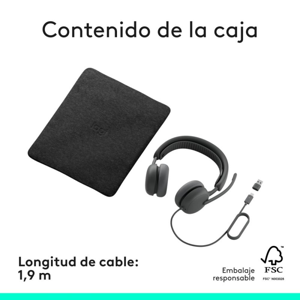 Logitech - Zone Wired 2: auriculares con cancelación de ruido y tecnología híbrida adaptativa ANC, USB-C con adaptador USB-A, Gr