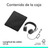 Logitech - Zone Wired 2: auriculares con cancelación de ruido y tecnología híbrida adaptativa ANC, USB-C con adaptador USB-A, Gr