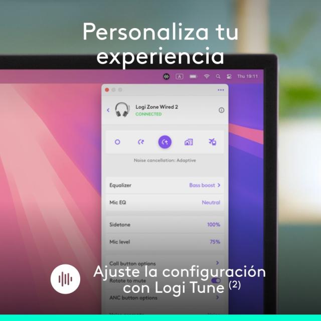 Logitech - Zone Wired 2: auriculares con cancelación de ruido y tecnología híbrida adaptativa ANC, USB-C con adaptador USB-A, Gr