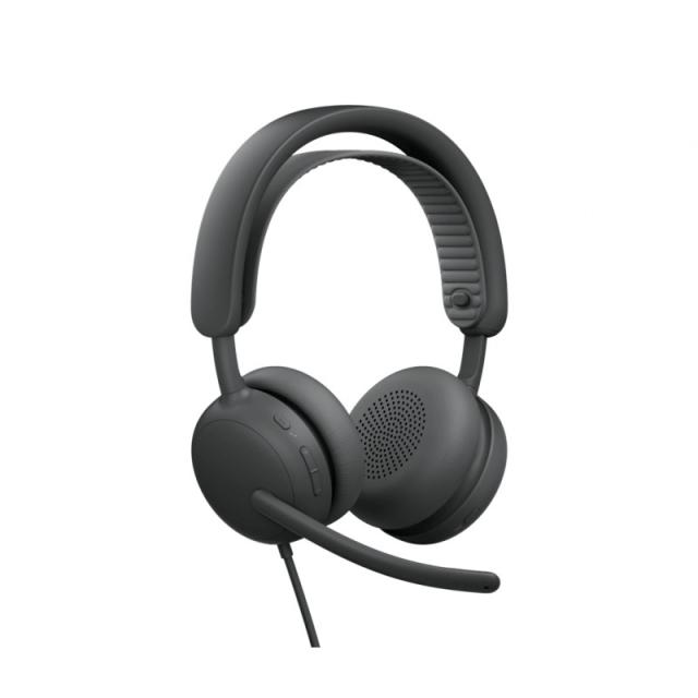 Logitech - Zone Wired 2: auriculares con cancelación de ruido y tecnología híbrida adaptativa ANC, USB-C con adaptador USB-A, Gr