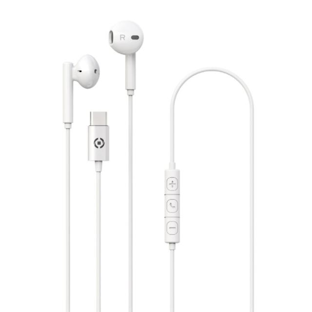 Celly - UP1100TYPECWH auricular y casco Auriculares Alámbrico Dentro de oído Llamadas/Música USB Tipo C Blanco