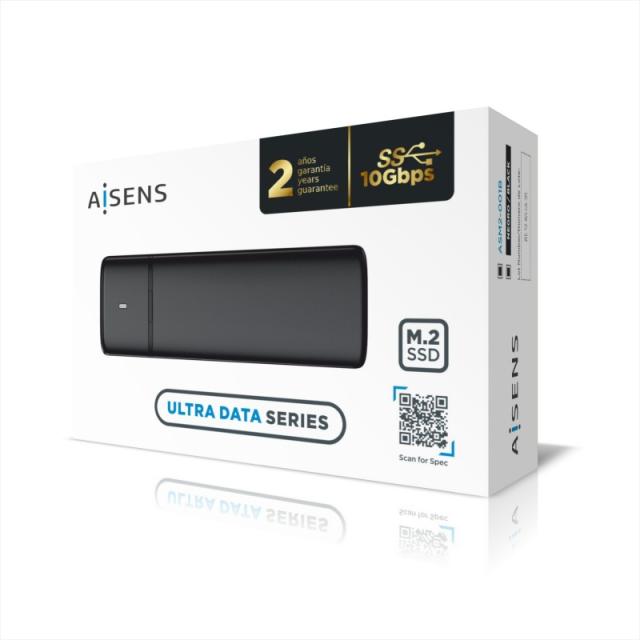 AISENS - Caja Externa M.2 (NGFF) ASM2-001B SATA/NVME a USB3.1/USB3.2 Gen2, Negra